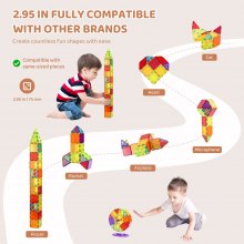 VEVOR Tuiles magnétiques Jouet de construction magnétique 180 pièces Blocs magnétiques pour enfants Ensemble 3D