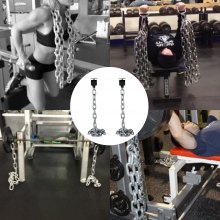 VEVOR Weight Lifting Chains, 1 Pair 26LBS/12KG Weight Lifting Chains,Bench Press Chains with Collars, 5.2FT Olympic Barbell Chains Weight Chains for Power Lifting, Silver