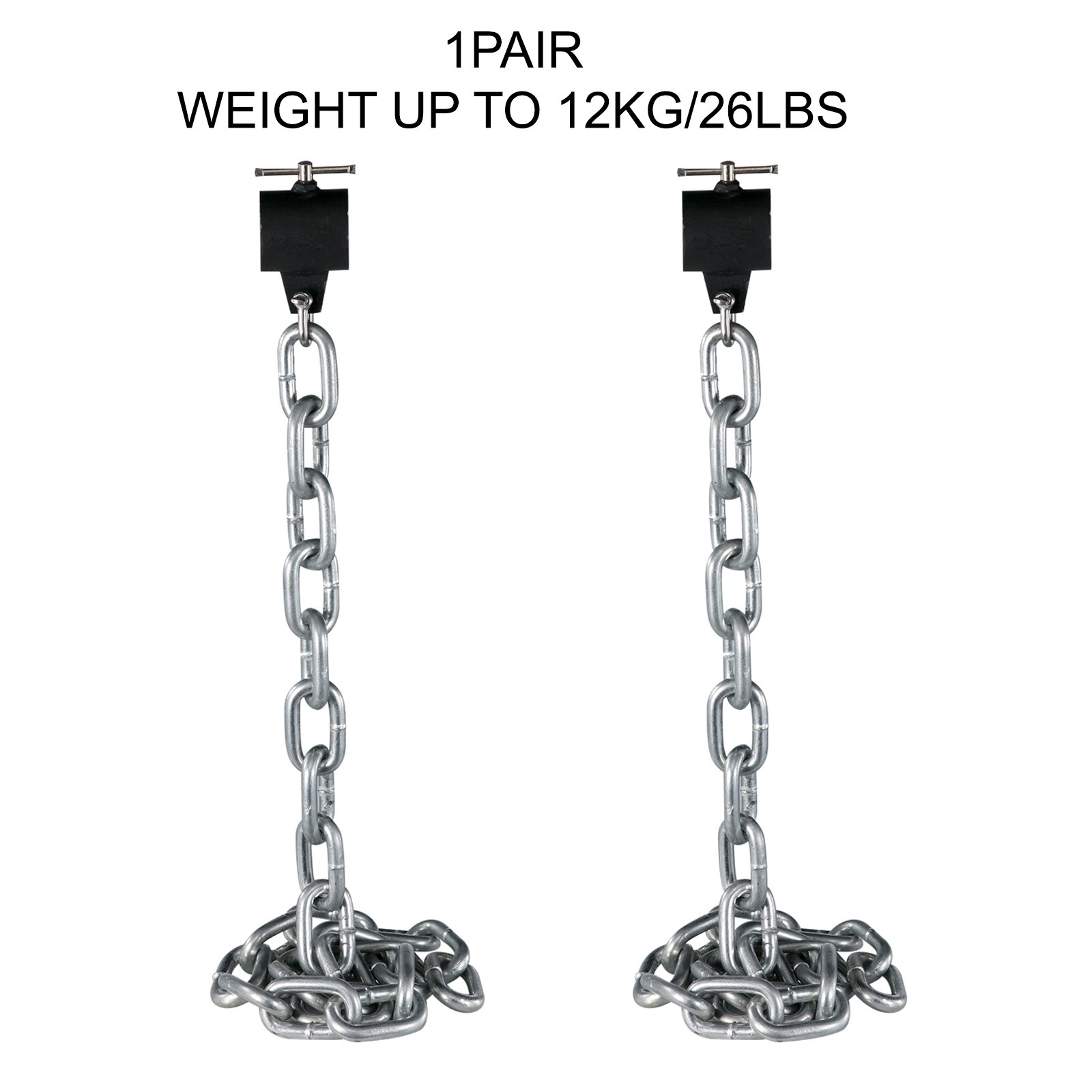 VEVOR 1 Pair Weight Lifting Chains 12KG, Weightlifting Chains With Collars, Barbell Chains Silver Weight Chains For Bench, Bench Press Chains Weighted Chains For Workout Power Lifting(Silver)