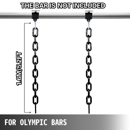 VEVOR 1 Pair Weight Lifting Chains 20KG, Weightlifting Chains With Collars, Olympic Barbell Chains Black, Weight Chains For Bench, Bench Press Chains Weighted Chains For Workout Power Lifting(Black)