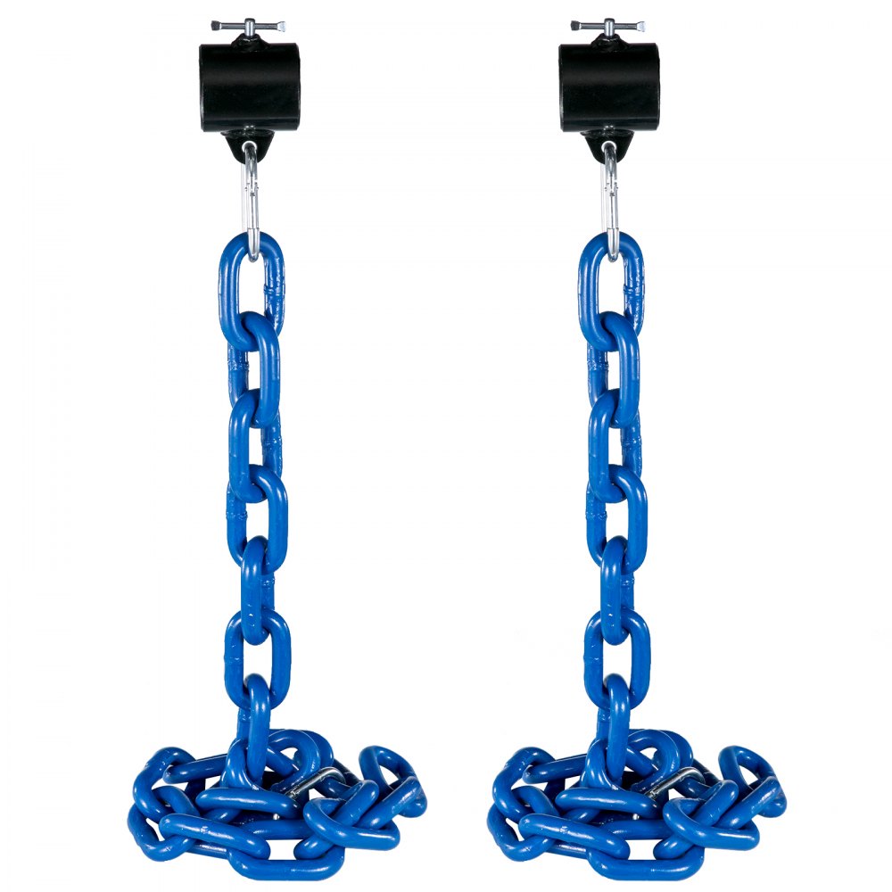 VEVOR 1 pár vzpěračských řetězů 44 lBS, vzpěračské řetězy s obojky, olympijské činkové řetězy Stříbrné řetězy na vzpěračské lavice, řetězy na tlak na lavici Zátěžové řetězy pro cvičení silového trojboje (modré)