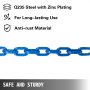 VEVOR 1 Pair Weight Lifting Chains 44LBS, Weightlifting Chains With Collars, Olympic Barbell Chains Silver Weight Chains For Bench, Bench Press Chains Weighted Chains For Workout Powerlifting(Blue)