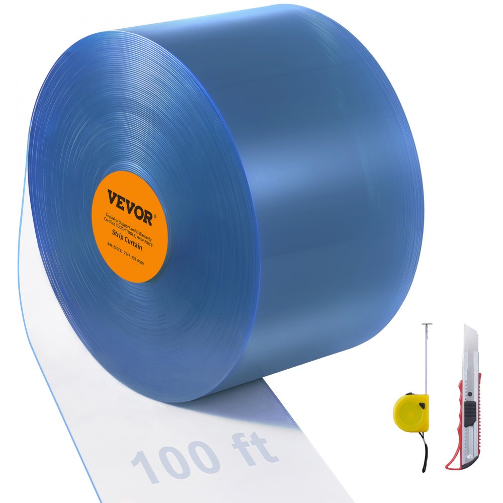 VEVOR Cortina cu bandă PVC Ușă Cortina 100'x12" Roll Cooler Congelator Plastic transparent