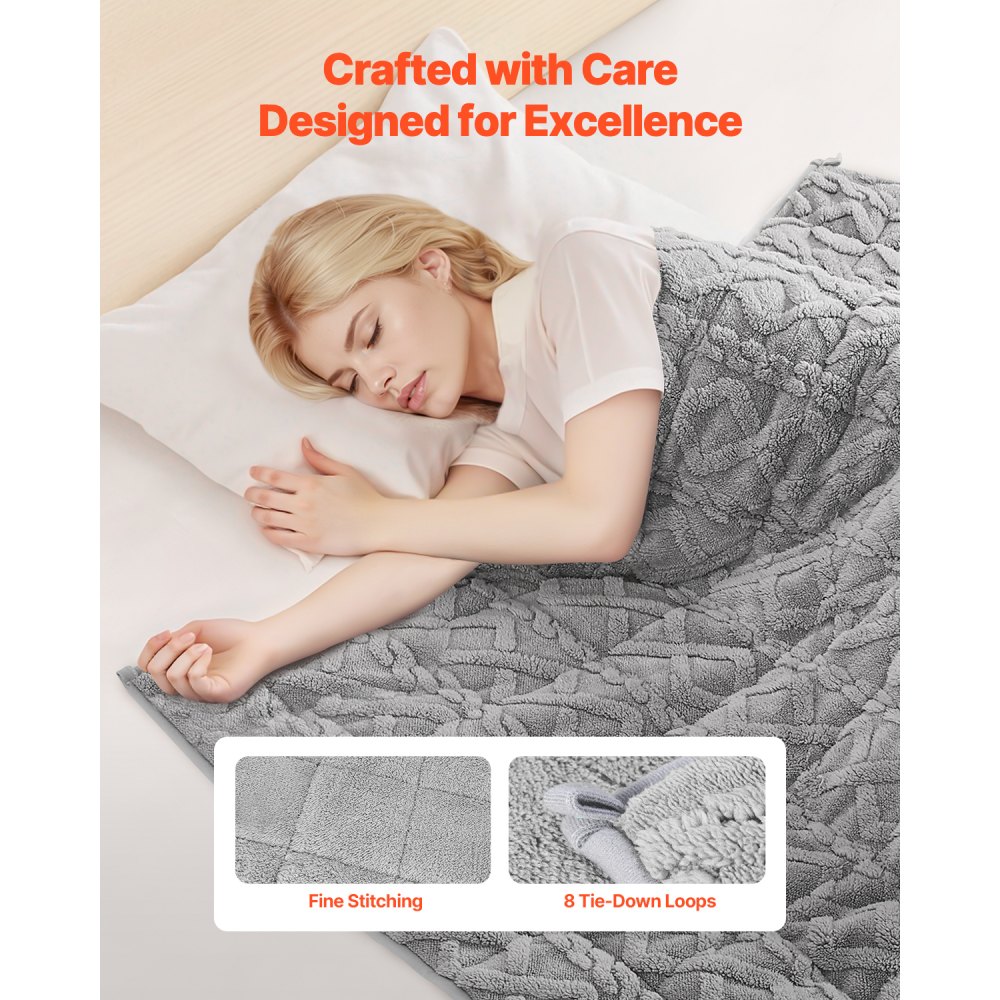 VEVOR Weighted Blanket, 20 lbs, 60 x 80 in Queen Size, Sherpa Fleece Heavy Blanket with Glass Beads, Soft Warm Cozy Fluffy Touch, for 200-250 lbs Adults, Anxiety Stress Relief, Improve Sleep, Grey