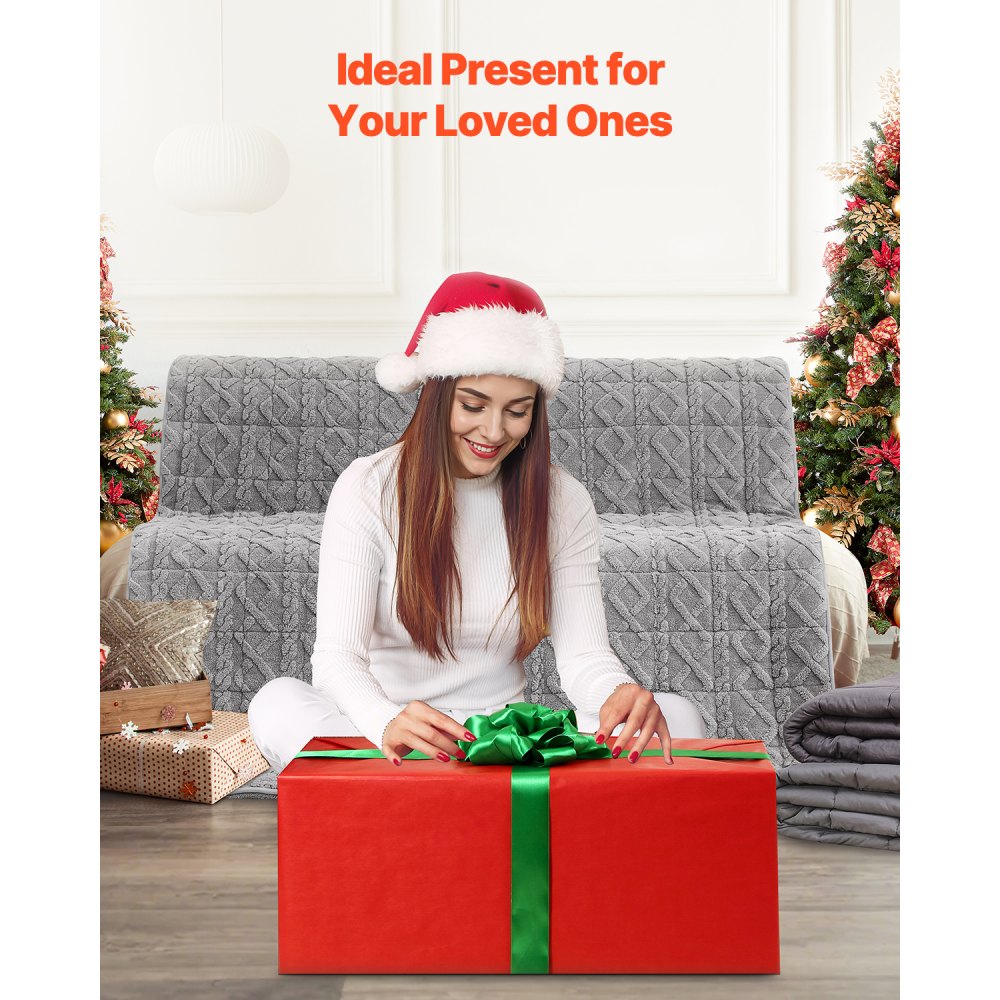 VEVOR Weighted Blanket, 20 lbs, 60 x 80 in Queen Size, Sherpa Fleece Heavy Blanket with Glass Beads, Soft Warm Cozy Fluffy Touch, for 200-250 lbs Adults, Anxiety Stress Relief, Improve Sleep, Grey