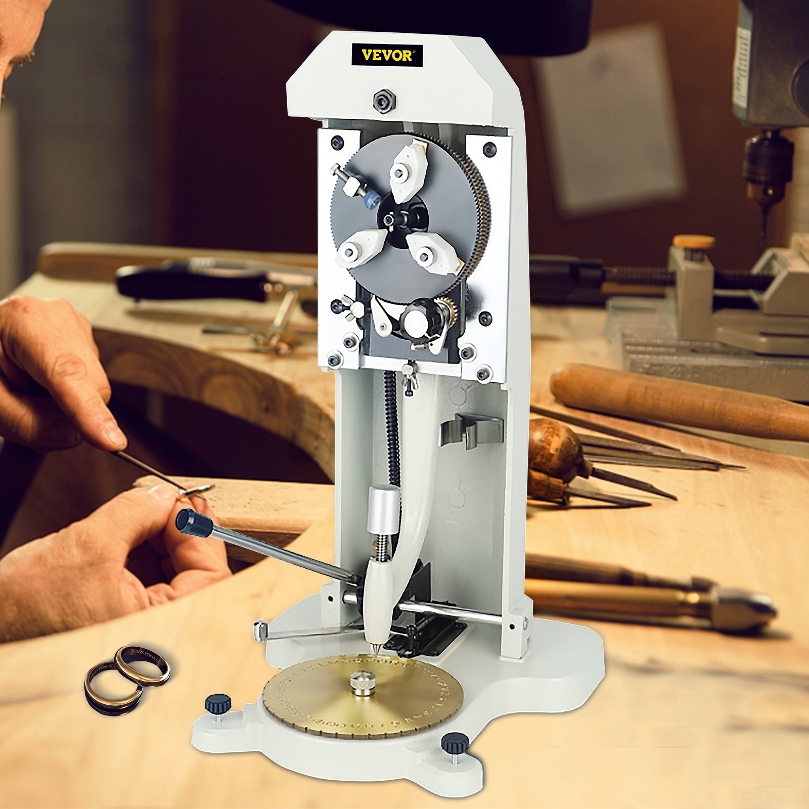VEVOR Inside Ring Engraver Double Sided Dial Ring Engraver Stamper 1.5mm-2.0mm Character Letter Block Ring Engraving Machine for Rings Inner Engraving