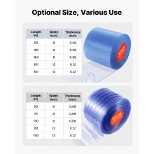 VEVOR Clear PVC Strip Curtain, 101 ft Length x 12 in Width, Thermal Insulating Plastic Door Strip Bulk Roll, Walk in Freezer Cooler Curtain Strips for Doorways of Supermarket, Garage, Warehouse