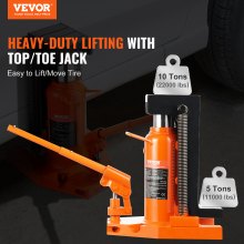 VEVOR Hydraulic Machine Toe Jack Lift Lifting Capacity 5 Ton Toe 10 Ton Top