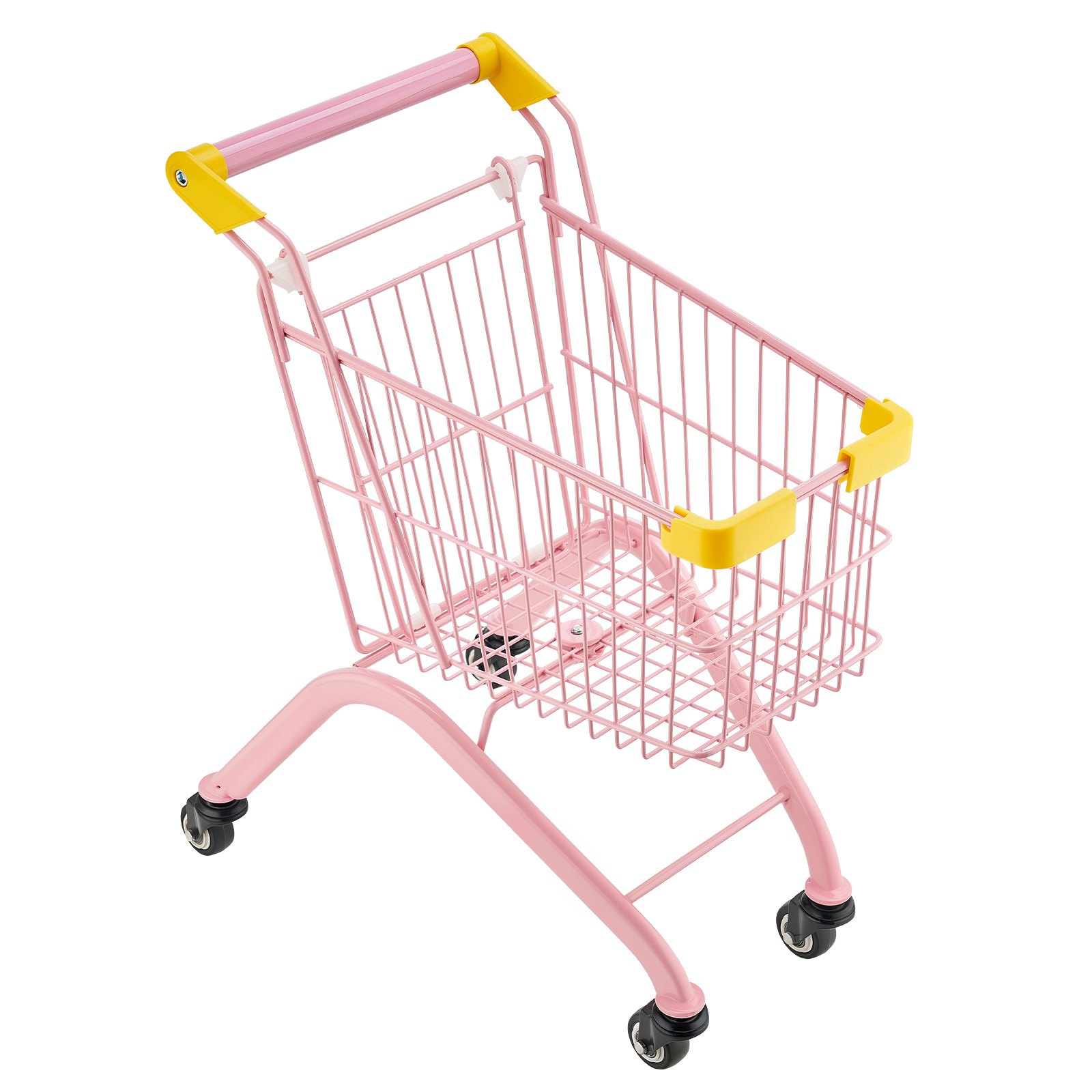 VEVOR Shopping Cart for Kids, Sturdy Steel Frame, Grocery Store Pretend Play Toy with Wheels, Dense Mesh Basket, Toy Shopping Cart Trolley, Foldable Design, Flip-Open Back, for Kids & Toddlers Ages 3+