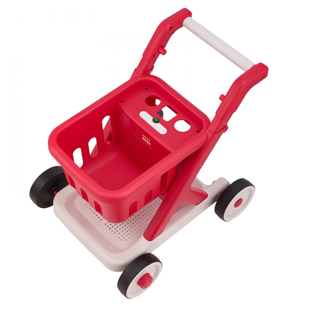 VEVOR Scan & Sort Kids Shopping Cart, for Kids 2+, Toy Shopping Cart with Pretend Food, Lights & Sound, Pretend Play Grocery Store Toy Trolley, Adjustable Height Baby Push Walker, for Toddlers Ages 2+