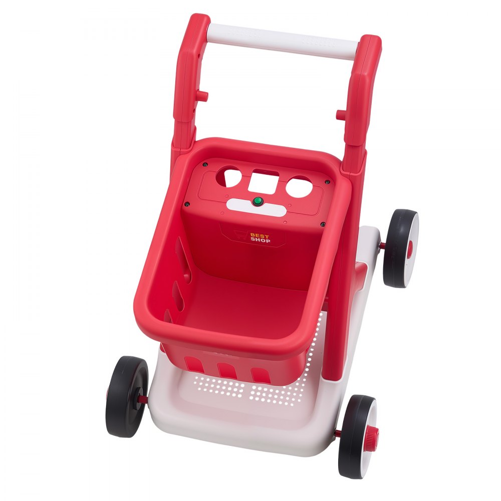 VEVOR Scan & Sort Kids Shopping Cart, for Kids 2+, Toy Shopping Cart with Pretend Food, Lights & Sound, Pretend Play Grocery Store Toy Trolley, Adjustable Height Baby Push Walker, for Toddlers Ages 2+