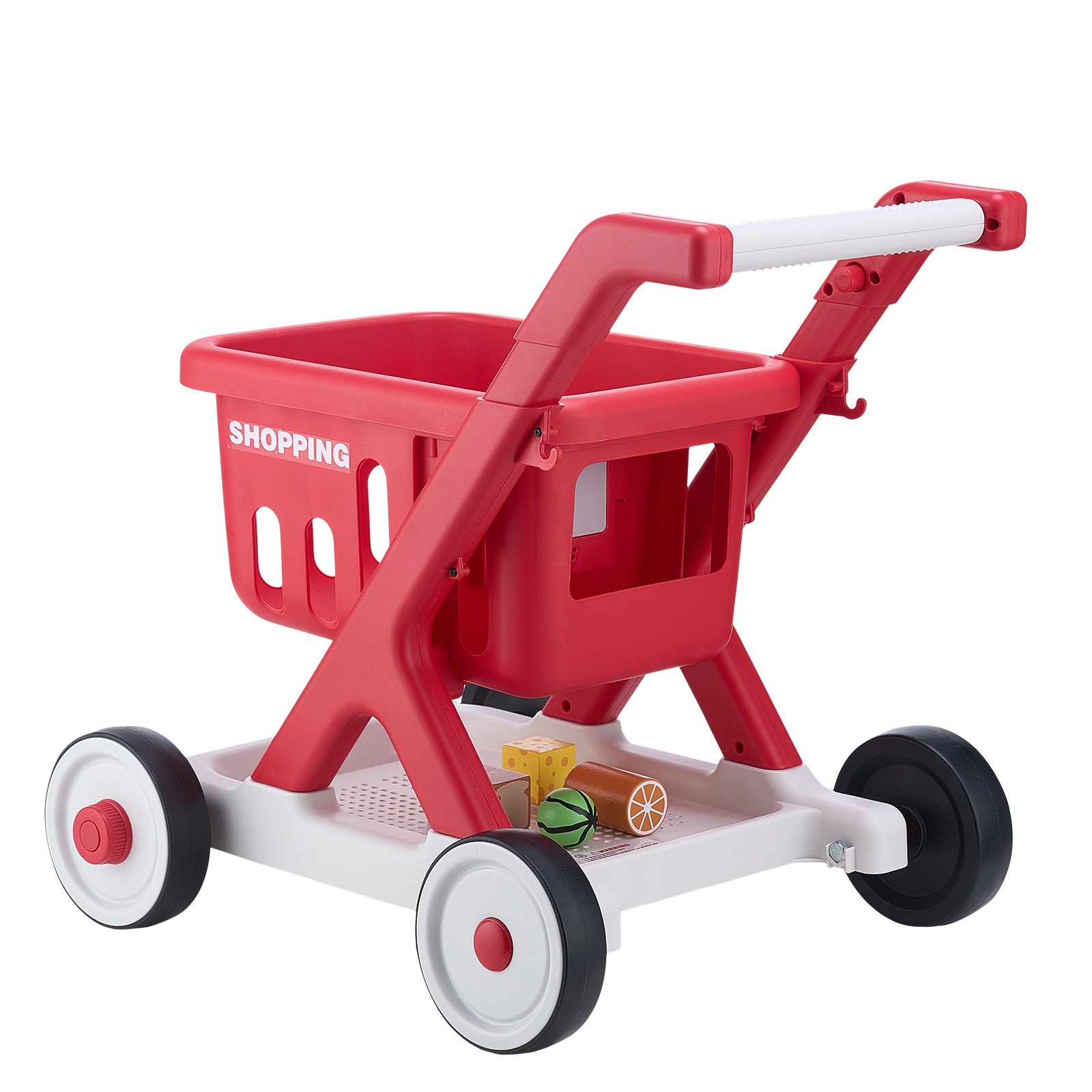 VEVOR Scan & Sort Kids Shopping Cart, for Kids 2+, Toy Shopping Cart with Pretend Food, Lights & Sound, Pretend Play Grocery Store Toy Trolley, Adjustable Height Baby Push Walker, for Toddlers Ages 2+