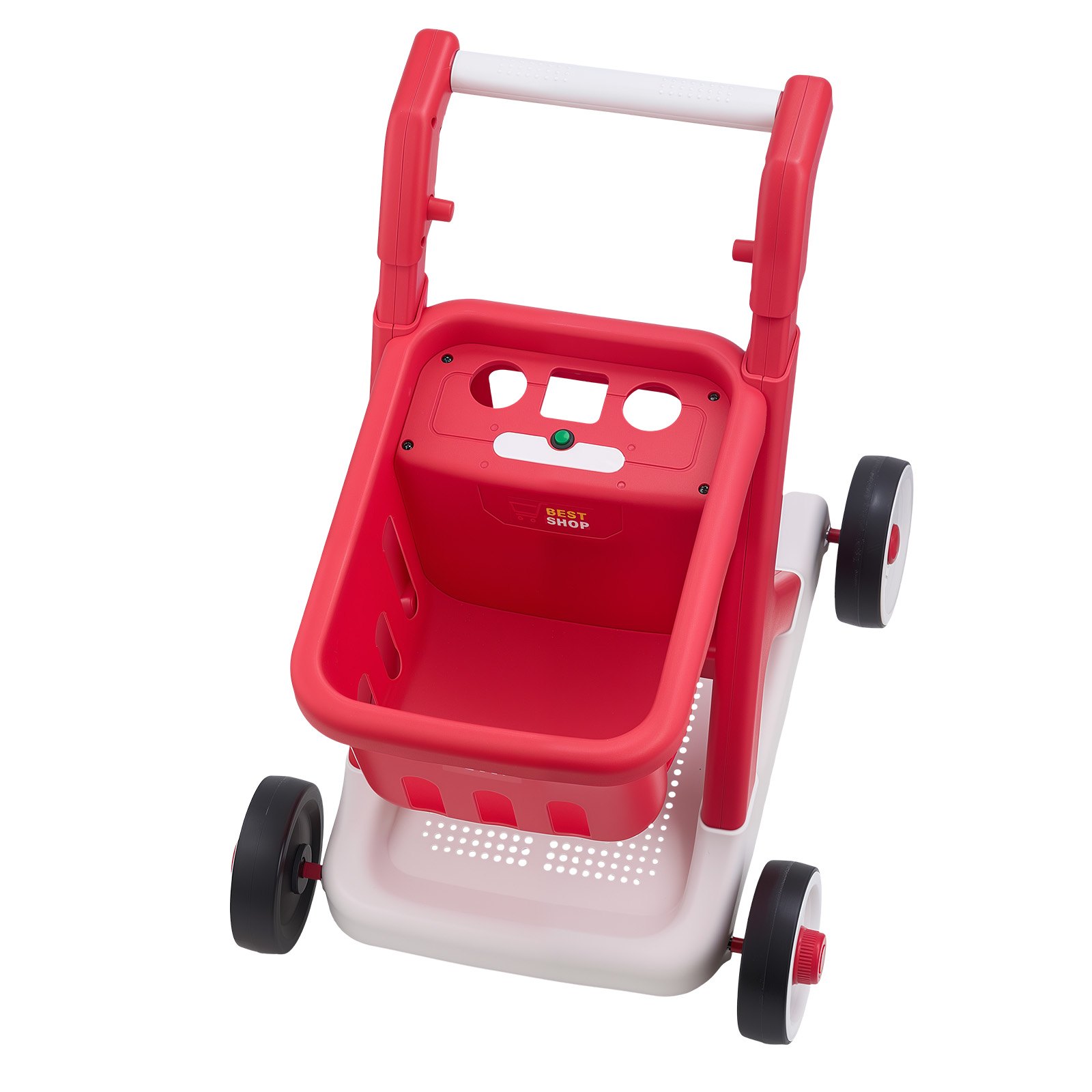 VEVOR Scan & Sort Kids Shopping Cart, for Kids 2+, Toy Shopping Cart with Pretend Food, Lights & Sound, Pretend Play Grocery Store Toy Trolley, Adjustable Height Baby Push Walker, for Toddlers Ages 2+