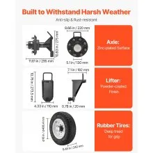 VEVOR Shipping Container Wheels 8-Lug Wheels Kit, Heavy Duty Shipping Container Accessories with Ratchet Tie Down-Moves 20 ft - 40 ft, Secure Transport for Dock, Warehouse, Construction Site, Black
