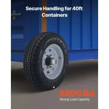 VEVOR Shipping Container Wheels 8-Lug Wheels Kit, Heavy Duty Shipping Container Accessories with Ratchet Tie Down-Moves 20 ft - 40 ft, Secure Transport for Dock, Warehouse, Construction Site, Black