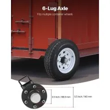 VEVOR Shipping Container Wheels 6-Lug Wheels Kit, Heavy Duty Shipping Container Axle with Ratchet Tie Down-Moves 20 ft - 40 ft, Secure Transport for Dock, Warehouse, Construction Site, Black
