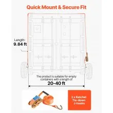 VEVOR Shipping Container Wheels 6-Lug Wheels Kit, Heavy Duty Shipping Container Axle with Ratchet Tie Down-Moves 20 ft - 40 ft, Secure Transport for Dock, Warehouse, Construction Site, Black