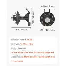 VEVOR Shipping Container Wheels 8-Lug Wheels Kit, Heavy Duty Shipping Container Axle with Ratchet Tie Down-Moves 20 ft - 40 ft, Secure Transport for Dock, Warehouse, Construction Site, Black