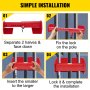 VEVOR cargo container lock installation guide in four steps with lock and pole.