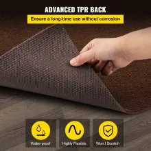 VEVOR Marine Carpet, 6 x 18 ft Boat Carpeting, Deep Brown Marine Grade Boat Carpet, Indoor/Outdoor Marine Carpeting with Water-Proof TPR Backing, Water-Proof Carpet Roll for Home, Patio, Porch, Deck