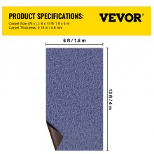 VEVOR Indoor Outdoor Rug Carpet Blue 6x13ft Area Rugs Runner for Patio Deck