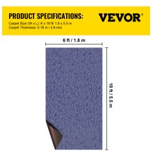 VEVOR Indoor Outdoor Rug Carpet Blue 6x18ft Area Rugs Runner for Patio Deck