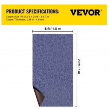 VEVOR Indoor Outdoor Rug Carpet Blue 6x23ft Area Rugs Runner for Patio Deck, 1.8x7m