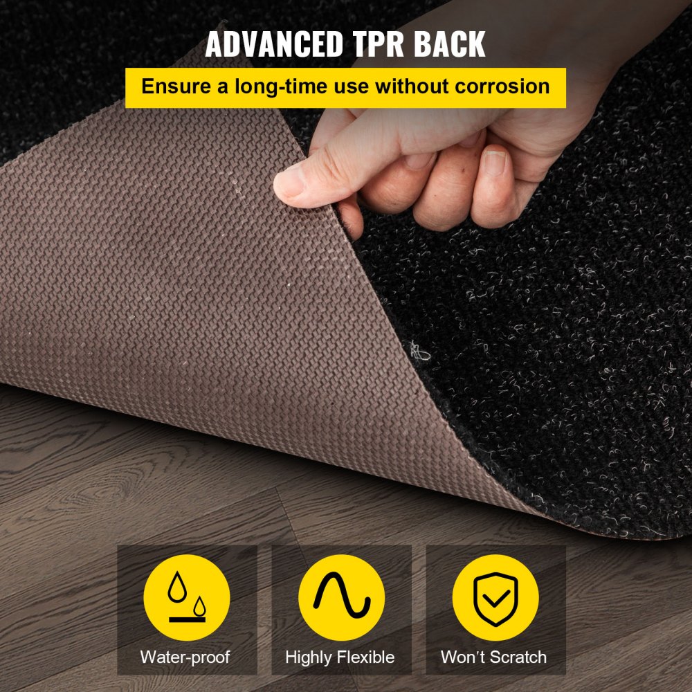 VEVOR Marine Carpet, 6 x 13 ft Boat Carpeting, Charcoal Black Marine Grade Boat Carpet, Indoor/Outdoor Marine Carpeting with Water-proof TPR Backing, Water-proof Carpet Roll for Home, Patio, Porch, De