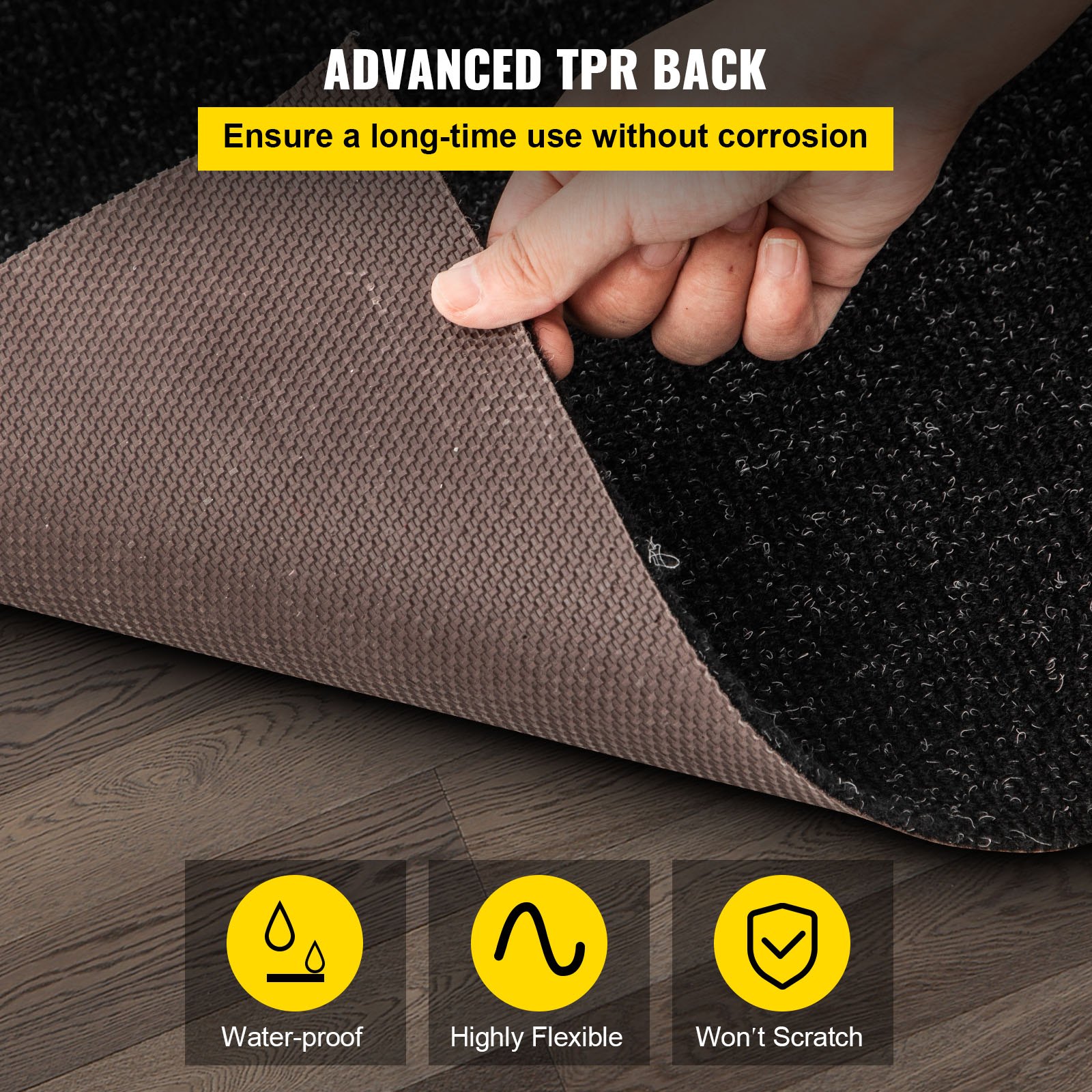 VEVOR Marine Carpet, 6 x 13 ft Boat Carpeting, Charcoal Black Marine Grade Boat Carpet, Indoor/Outdoor Marine Carpeting with Water-proof TPR Backing, Water-proof Carpet Roll for Home, Patio, Porch, De