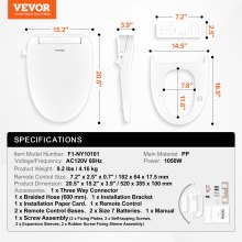 Elongated Bidet Toilet Seat Electric Smart Heated Seat Remote Control