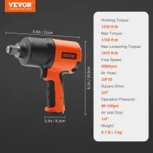 VEVOR Air Impact Wrench, 3/4-Inch Drive Air Impact Gun, Up to 1870ft-lbs Nut-busting Torque, Composite Pneumatic Impact Wrench for Auto Repairs and Maintenance Heavy Duty