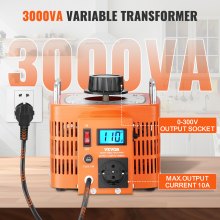 VEVOR 3000VA Transformátor napětí 10A 0-300V Regulátor napětí LCD CE
