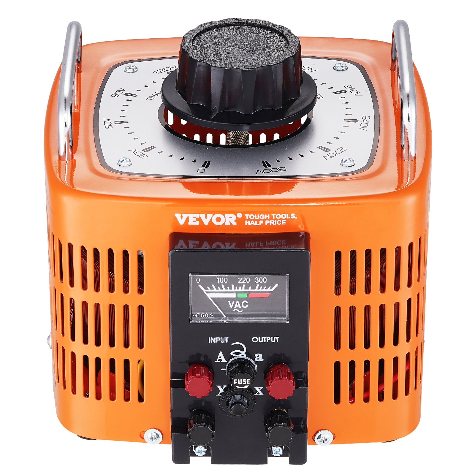 VEVOR 3000VA Auto Variable Voltage Transformer, 10 Amp, 230V Input 0-300V Output AC Voltage Regulator Power Supply, with 4 Extra Fuses Thermal Control Switch for Home Industrial Office, CE-Certified