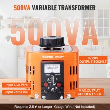 VEVOR 500VA transformátor s proměnným napětím 1,7A 0-300V AC regulátor napětí CE