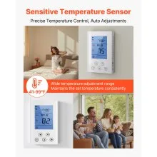 7 Day Programmable Thermostat for Underfloor Heating Heat Pump White