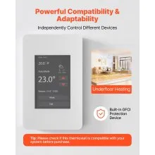 7 Day Programmable Thermostat for Underfloor Heating Pump TFT Display