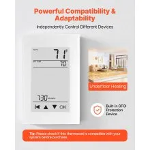 7 Day Programmable Thermostat for Underfloor Heating Pump LCD Touchscreen