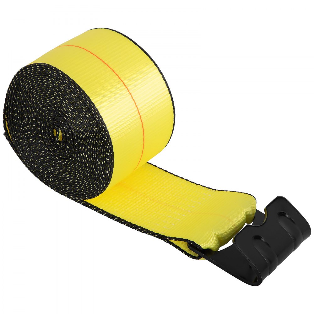 VEVOR Flatbed Straps, 4 Inch Straps for Flatbed Trucks, 10 Packs Semi Truck Straps, 4" x40' Winch Strap, 17,637lb Breaking Strength Winch Strap with Flat Hooks, Yellow 4" x40' Flatbed Trailer Strap