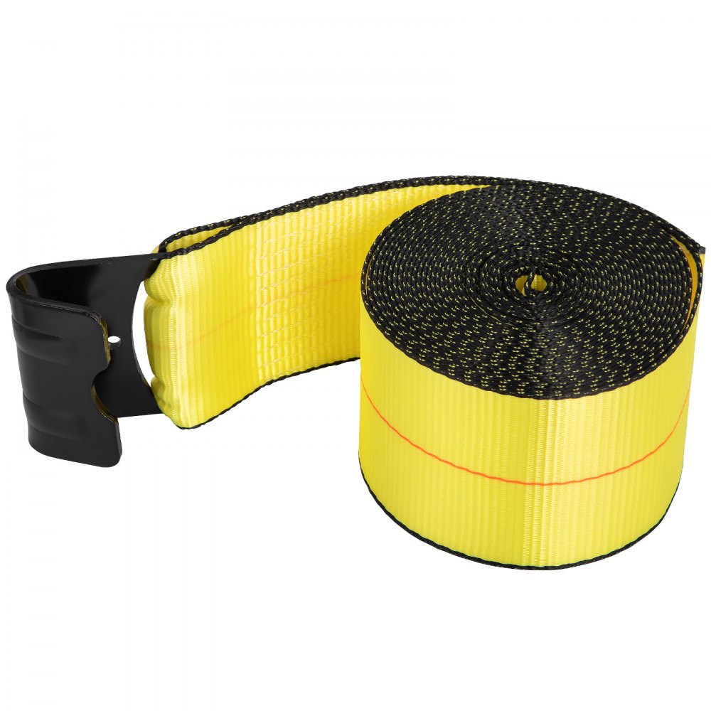 VEVOR Flatbed Straps, 4 Inch Straps for Flatbed Trucks, 10 Packs Semi Truck Straps, 4" x40' Winch Strap, 17,637lb Breaking Strength Winch Strap with Flat Hooks, Yellow 4" x40' Flatbed Trailer Strap