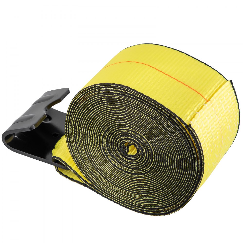 VEVOR Flatbed Straps, 4 Inch Straps for Flatbed Trucks, 10 Packs Semi Truck Straps, 4" x40' Winch Strap, 17,637lb Breaking Strength Winch Strap with Flat Hooks, Yellow 4" x40' Flatbed Trailer Strap