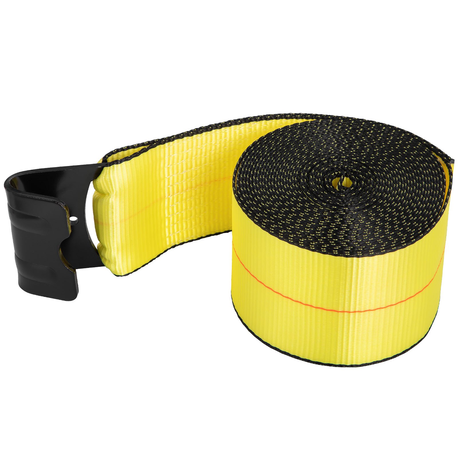 VEVOR Flatbed Straps, 4 Inch Straps for Flatbed Trucks, 10 Packs Semi Truck Straps, 4" x40' Winch Strap, 17,637lb Breaking Strength Winch Strap with Flat Hooks, Yellow 4" x40' Flatbed Trailer Strap