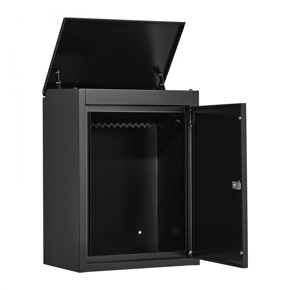 VEVOR Package Delivery Box for Outside 20.67 in Wall Mount Parcel Drop Box, for Porch, Curbside & House Storage, Lockable Anti-Theft Waterproof Weatherproof, Large Metal Mailbox for Outdoor, Black
