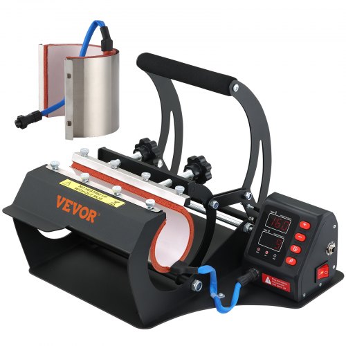 VEVOR Mug Heat Press, 11oz/11.5cm and 20oz/22cm Two Platens, LCD Cup Press Machine with Detachable Transfer Sublimation Mats, DIY Presser for Coffee Skinny Tumblers, Silica-Gel Printing, Black