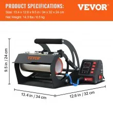 VEVOR Mug Heat Press, 11oz/11.5cm and 20oz/22cm Two Platens, LCD Cup Press Machine with Detachable Transfer Sublimation Mats, DIY Presser for Coffee Skinny Tumblers, Silica-Gel Printing, Black