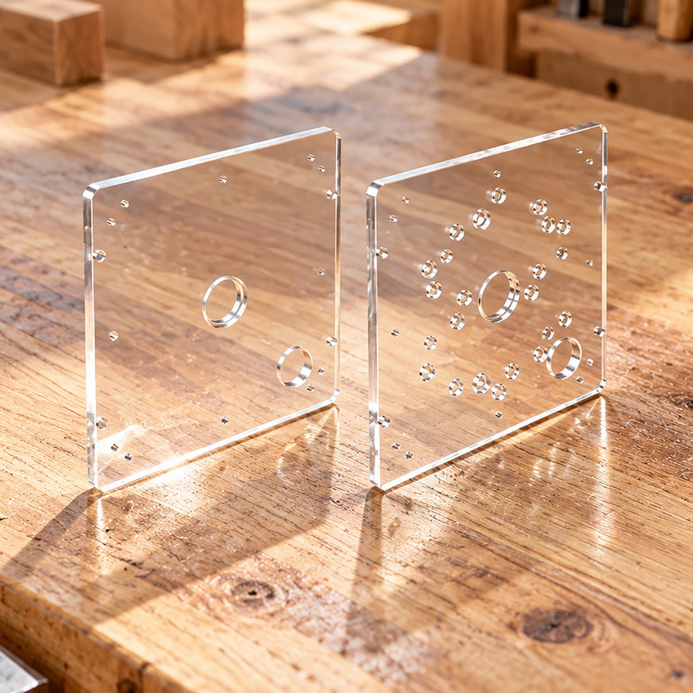 VEVOR Acrylic Base Plate for Router Sled 200 x 200 mm High Transparency, for Slab Flattening DIY Decoration Furniture Factory, Quality Acrylic Plate, Easy Installation, Fits a Wide Range of Routers