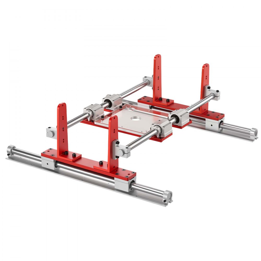 VEVOR Router Sled 610 mm Jig for Flattening Slabs with Dual Linear Shafts, for Home DIY Woodworking Routers, Travel Height Adjustable, Trimming Planing Machine, Wide Working Range, with Acrylic Plate