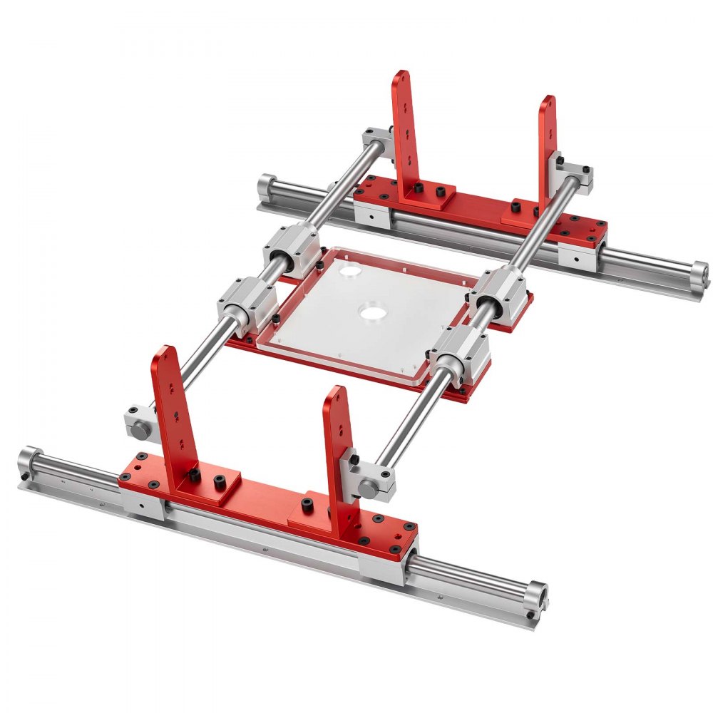 VEVOR Router Sled 610 mm Jig for Flattening Slabs with Dual Linear Shafts, for Home DIY Woodworking Routers, Travel Height Adjustable, Trimming Planing Machine, Wide Working Range, with Acrylic Plate