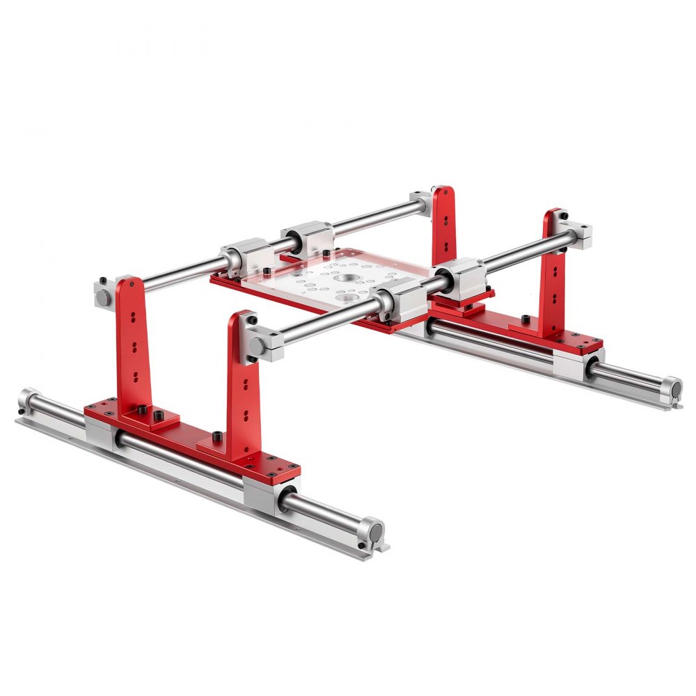 VEVOR Router Sled 610 mm Jig for Flattening Slabs with Dual Linear Shafts, for Home DIY Woodworking Routers, Travel Height Adjustable, Trimming Planing Machine, Wide Working Range, with Acrylic Plate