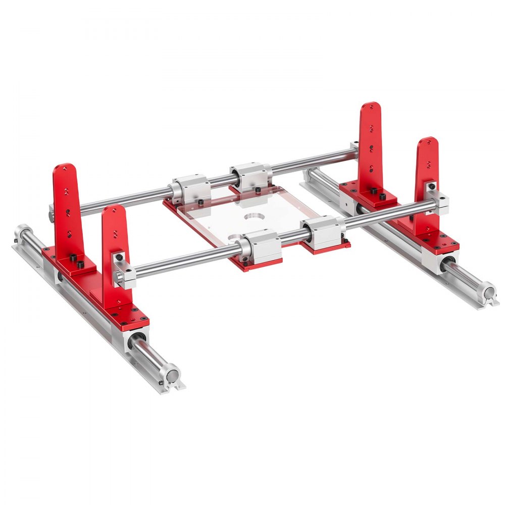 VEVOR Router Sled 610 mm Jig for Flattening Slabs with Dual Linear Shafts, for Home DIY Woodworking Routers, Travel Height Adjustable, Trimming Planing Machine, Wide Working Range, with Acrylic Plate