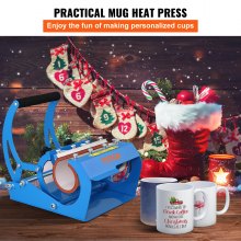 VEVOR Mug Heat Press, 11oz/11.5cm and 20oz/22cm Two Platens, LCD Cup Press Machine with Detachable Transfer Sublimation Mats, DIY Presser for Coffee Skinny Tumblers, Silica-Gel Printing, Blue